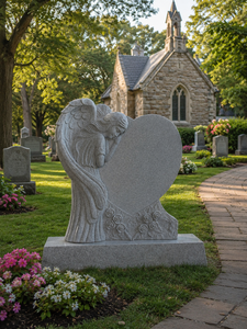 G635 Granite Angel Design Hand Carved Headstone Polished Surface Traditional Style Outdoor Use - Product Image 4