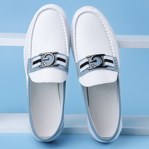 Mocasines Blancos de Piel Suave para Hombre, Zapatos Casuales de Tacón Bajo para Primavera Verano - Product Image 2