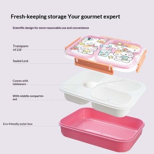 Boîte à lunch en plastique avec quatre fermoirs latéraux, étanche et anti-fuite, pour étudiants et employés de bureau - Product Image 2