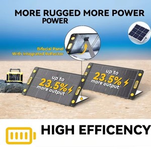แผงโซลาร์เซลล์แบบพับได้ชนิดโมโนคริสตัลไลน์ซิลิคอนประสิทธิภาพสูง 100W ได้รับการรับรองมาตรฐาน TUV เครื่องชาร์จพลังงานแสงอาทิตย์แบบพกพาสำหรับใช้งานกลางแจ้งสำหรับสถานีไฟฟ้า - Product Image 2