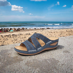 Nouvelles sandales compensées décontractées vintage pour femmes, style ouvert avec broderies en PU, parfaites pour l'été et la marche - Product Image 2