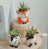 Pot Succulent en céramique pour bébé, avec trou de Drainage, ensemble de conteneurs pour plantes de fleurs, motifs de dessin animé
