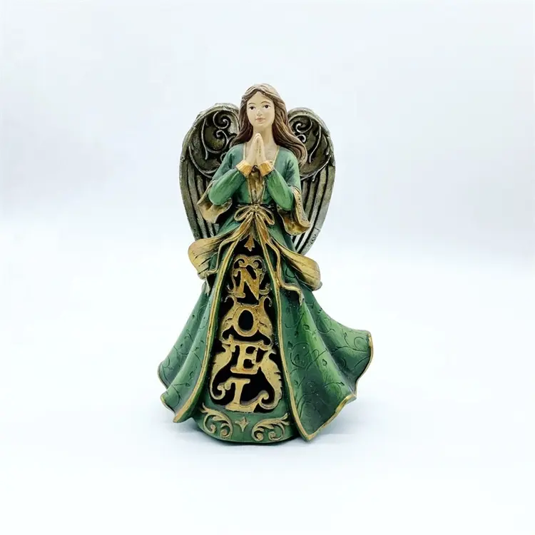 Artistical Pequeno Anjo Estatueta Tabletop Decoração Resina Vintage Luxury Home Decoração Feliz Natal para o Natal Religioso 200