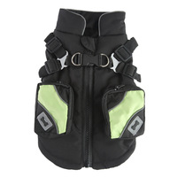 Manteau imperméable réfléchissant rembourré en coton pour chien, vêtements d'hiver pour animaux de compagnie avec fermeture éclair, style classique, motif uni en polyester