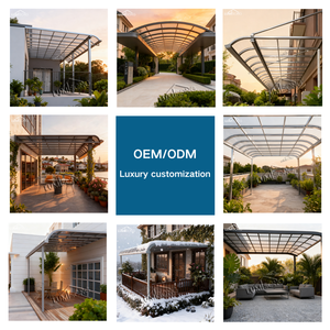 Auvent de marche manuel de luxe de qualité industrielle, résistant aux intempéries, <span class=keywords><strong>toit</strong></span> en polycarbonate, cadre en alliage d'aluminium, écoles, appartements - Product Image 5