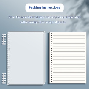 Diario de cuadrícula cuadrada transparente A5, cuaderno de hojas sueltas desmontable de tapa dura de cuero de alto color para estudiantes de secundaria sin mano - Product Image 2