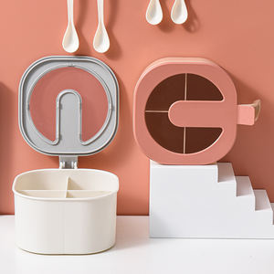 Boîte de rangement pour épices DS2083 en gros avec couvercle, support à condiments en plastique à quatre compartiments pour sel et poivre - Product Image 2