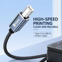 Cable de Impresora USB Tipo C, Cable de Datos Blindado con Lámina de Nailon para Impresora Brother, Escáner, Dispositivos Informáticos