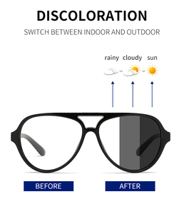 Classic pilot Unisex Anti Blue Photochromic Full Rim Metal Frame <b>Sunglasses</b> Custom Logo UV400 TAC Lenses - Product Image 2