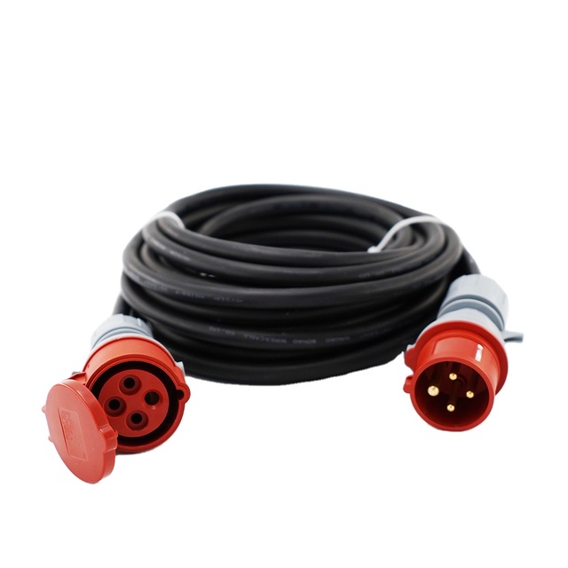 ZNPON 16/32A 380V 3P+E IP44 CEE Industrial Extension Power Lead Cord Cable With 10/25M H07RN-F 4 X1.5/2.5/4/6mm Rubber Cable