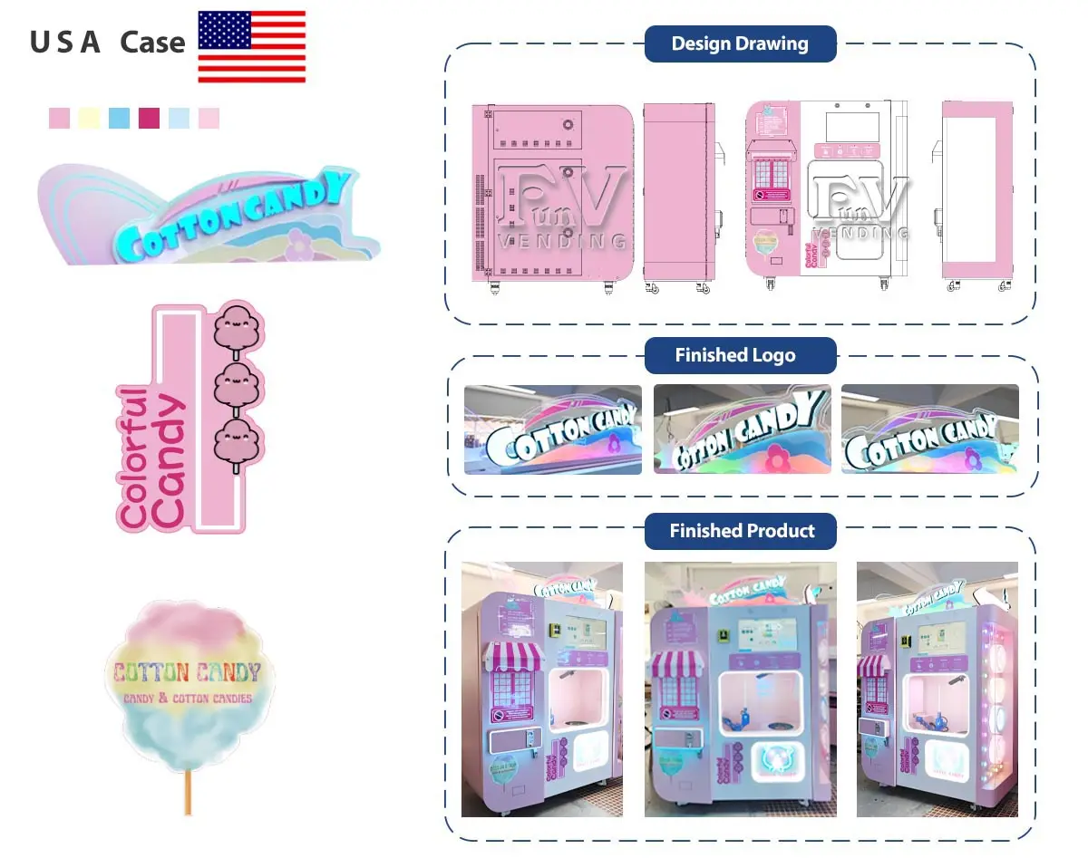 China Factory Direct Earn Money Commercial kids pink Automatic Cotton Floss Candy Vending Machine Robot For Sell party