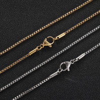 Usine vente chaude PVD 18K or argent métal couleur placage Hip Hop 1.5mm largeur 304 acier inoxydable boîte chaîne collier