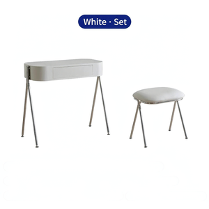 Ensemble de coiffeuse rétro abricot avec tiroir de rangement et tabouret pour chambre et hôtel - Product Image 4