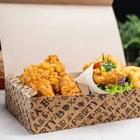 Boîtes à dessert personnalisées en papier kraft pour la restauration, avec trois compartiments, pour poulet frit - Boîtes d'emballage alimentaire en papier - Boîtes pour aliments et
