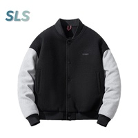 Veste universitaire en laine mélangée pour hommes logo personnalisé hiver chaud Streetwear Stand coupe-vent écologique épais manteau de baseball de haute qualité