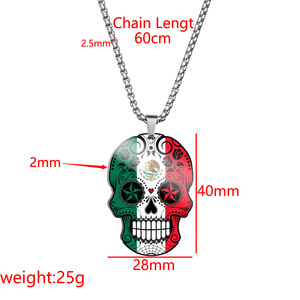 Collar <span class=keywords><strong>de</strong></span> Acero Inoxidable Colorido Nuevo <span class=keywords><strong>de</strong></span> 2024, Collar con Colgante <span class=keywords><strong>de</strong></span> Calavera del <span class=keywords><strong>Día</strong></span> <span class=keywords><strong>de</strong></span> los Muertos, Joyería Punk, Collar para Hombre - Product Image 4