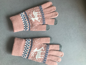 Kadın kış dokunmatik ekran eldiveni kore durak polar astarlı kalınlaşmış soğuk geçirmez jakarlı su geçirmez Fawn yün sıcak örme - Product Image 6