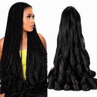 Extensions de cheveux synthétiques pré-étirées de 24 pouces, boucles françaises, spirales, double trame, ondulées lâches et rebondissantes pour tressage au crochet