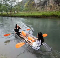 Kayak double en aluminium à fond transparent, cristallin, pour 2 personnes, avec pagaies, pour usage domestique et extérieur.