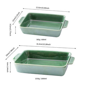 Juego de bandejas para hornear de cerámica cocidas en horno, cuadradas de 8.5 y 12.5 pulgadas, con doble asa, aptas para horno, para uso doméstico. - Product Image 5