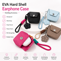 Étui rigide en EVA pour écouteurs avec dragonne, breloque fleur, mini sac de rangement pour écouteurs, accessoire de sac à main