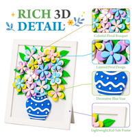Kit Lukisan Tanah Liat Bingkai Foto 3D Grosir, Vas Bunga Relief Art, Tidak Beracun, DIY Dekorasi Rumah, Hadiah untuk Anak-anak, OEM