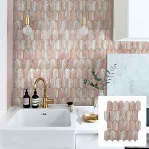 ROSA NORVEGIA et Ming Carreau de mosaïque en marbre vert écailles de poisson Forme d'éventail Mosaïque de marbre poli Cuisine Dosseret Carrelage de salle de bain - Product Image 1