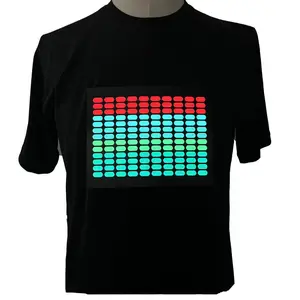 EL ánh sáng lên t Áo sơ mi âm thanh kích hoạt LED bảng điều chỉnh áo thun tùy chỉnh EL Flash Tshirt điều khiển âm nhạc chiếu sáng Led t Áo sơ mi