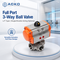 Katup Bola Pneumatik 3 Arah Full Port Tipe L/T Bahan Stainless Steel Aktuator Tunggal/Ganda Pengalih Aliran Air Industri NPT