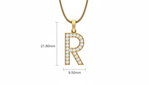 Elegante Colgante Unisex con Letra R del Alfabeto en Diamantes Naturales, Joyería Fina de Oro con Iniciales Personalizadas y Diamantes Genuinos para Uso Diario - Product Image 2