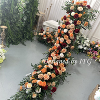 IFG Automne Styles Orange Café champagne Mixte Bourgogne avec Feuilles Vertes Coureur De Fleurs Artificielles pour Mariage D'automne