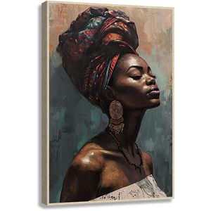 Personalizado hermoso Hijab chica lienzo pared arte negro mujer hogar Decoración dormitorio figura pinturas africano China - Product Image 2