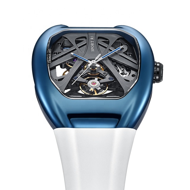 Classic Men's Skeleton Mechanical Watches, Stainless Steel case with Silicone Strap, Automotive-inspired Design, Business Style