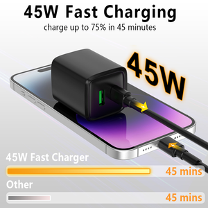 Schitec Portable Design 45W Laptop Charger Fast Charging Dual Ports Type <b>C</b> 45W QC18W Gan 45W Charger for Laptop mobile phone - Product Image 3