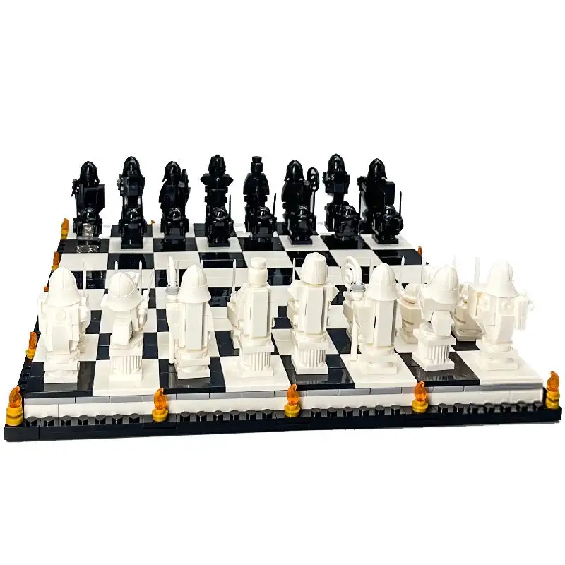 Nueva película Wizard Chess Magic Final Challenge juego interactivo bloques de construcción MOC 76392 Knight juego de rol ladrillos juguetes chico regalos