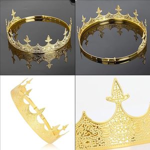 Corona da Re YACHEN in Metallo per Uomo, Tiara Antica Dorata per <span class=keywords><strong>Feste</strong></span> <span class=keywords><strong>a</strong></span> <span class=keywords><strong>Tema</strong></span> e <span class=keywords><strong>Accessori</strong></span> per Costumi - Product Image 4