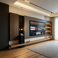 Sistema de Pared para TV Minimalista Moderno, Mueble para TV con Almacenamiento Completo, Solución de Muebles Personalizados para Sala de Estar