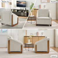 Fauteuil en tissu chenille capitonné avec cadre latéral en bois, siège et dossier rembourrés, élément décoratif élégant pour la maison, le bureau, le bar, les loisirs