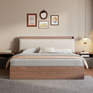 Nuovo stile di moda Up-holdered letto con comodini speciali prezzo all'ingrosso personalizzato noce king Size pavimento letto matrimoniale per bambini - Product Image 2