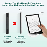 Penutup PU untuk Kindle Paperwhite penutup depan magnetik dapat dilepas dengan tali tangan dengan bening belakang bangun otomatis dan tidur jernih belakang