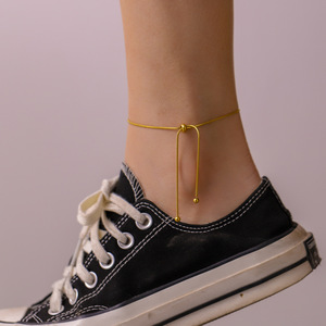 <span class=keywords><strong>Cavigliera</strong></span> Minimalista in Acciaio al Titanio con Catena a Osso di Serpente Dorata e Fiocco, Gioiello di Moda Coreana Sexy per Ragazze da Spiaggia - Product Image 2