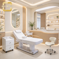 Table de Cosmétologie Blanche avec Appui-tête Amovible et Supports Latéraux pour Studio de Tatouage et Extensions de Cils