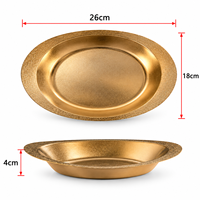Retro roestvrijstalen bootvormige curryborden antiek zilver goud diepe salade fruit snack serveerschalen voor restaurants 26x18cm