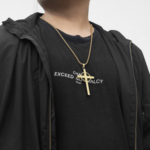 Stainless Steel Simple Cross With Circle Pendant Men Women Gold Silver Jesus Christ Religious Crucifix Necklace Charms Jewelry - Product Image 6