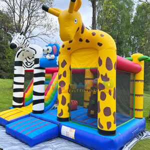 Castillo inflable comercial con tobogán, estilo jungla/safari, para fiestas al aire libre. - Product Image 6