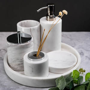 Juego de Accesorios de Baño de Lujo Personalizado, Estilo Nórdico, de Cinco Piezas, con Bandeja de Mármol Natural de Calidad Hotelera de 6 Estrellas - Product Image 6