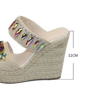 Sandales compensées à plateforme en cristal tressé pour femme, talons hauts, respirantes, collection été 2026 - Product Image 2