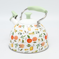 Bouilloire sifflante en acier inoxydable 2,5 L, moderne, pour la cuisine domestique, compatible induction, avec motif imprimé