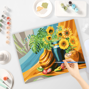 Pittura per numero per kit per adulti disegno di <span class=keywords><strong>girasole</strong></span> con numeri su tela immagine per la decorazione domestica 40 x5 0cm/16x20 pollici - Product Image 5