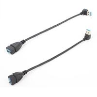 Kabel adaptor USB 3.0, sudut 90 derajat kiri/Atas/kanan pria ke Wanita Jaket kabel ekstensi USB